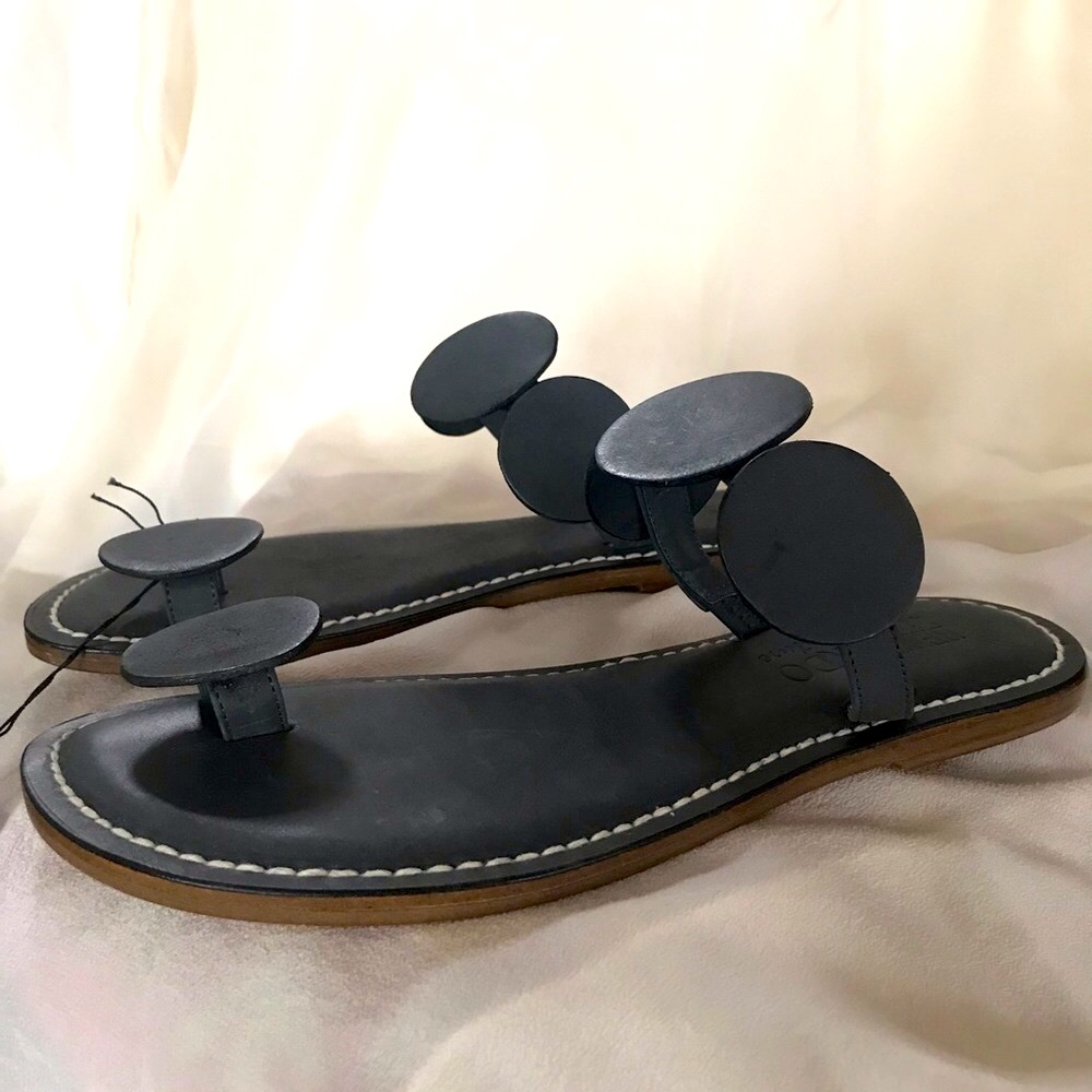 Bernardo Vintage Couture Moon Black Leather Sandals 7.5 New without box SALE!